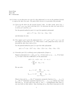 David Moon Math 394 HW 1 Solutions 1.1 In class, we saw that