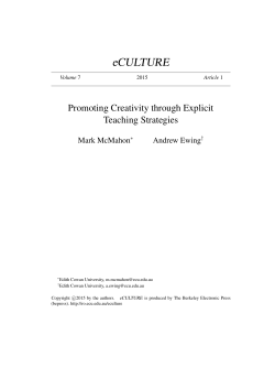 Promoting Creativity through Explicit Teaching