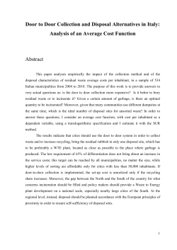 Door to Door Collection and Disposal Alternatives in Italy: Analysis