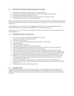 2.5 REASONS FOR INCREASED SECURITY DEPOSITS OR