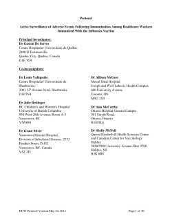 Study Protocol  - Mount Sinai Hospital