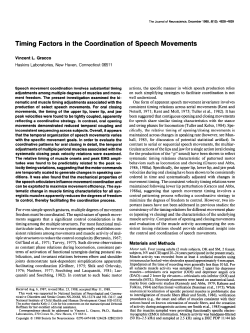 Timing Factors in the Coordination of Speech Movements