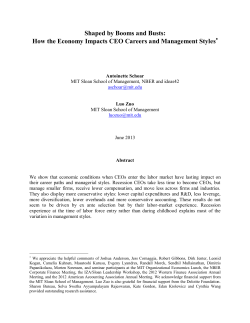 Shaped by Booms and Busts - MIT Sloan School of Management