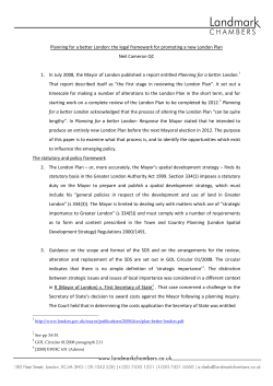 The Legal Framework - The New London Plan