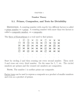 5.1. Primes, Composites, and Tests for Divisibility Definition. A
