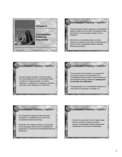 Chapter 5 Consolidation Following Acquisition Consolidation
