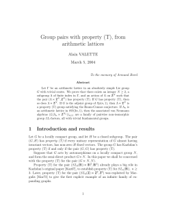 Group pairs with property (T), from arithmetic lattices