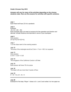 Grade 6 Answer Key 2016 Answers will vary for many of the