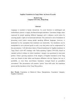 1 Sogdian Translators in Tang China: An Issue of Loyalty Rachel
