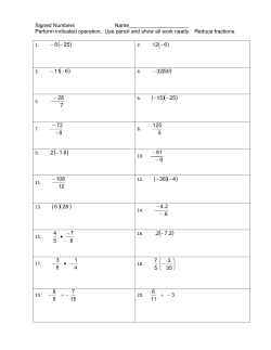 Signed Numbers Name____________________ Perform indicated