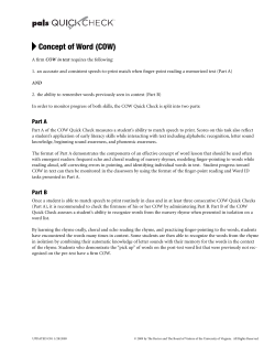 Concept of Word (COW) - PALS