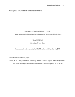 Don`t Teach Children 2 + 2 1 Running head: KNOWLEDGE