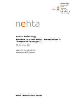 Clinical Terminology - Guidance for Use of Medical Nomenclatures