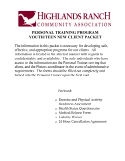 personal training program youth/teen new client packet