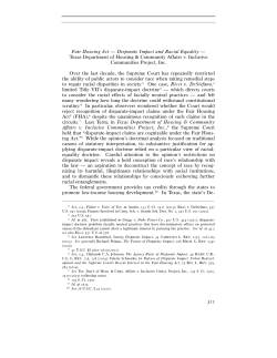 321 Fair Housing Act &mdash; Disparate Impact and Racial Equality