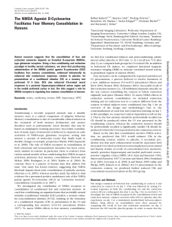 The NMDA Agonist D-Cycloserine Facilitates Fear Memory