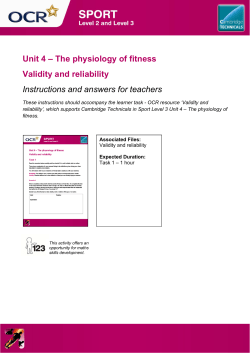 Unit 4 &ndash; The physiology of fitness Validity and reliability Instructions