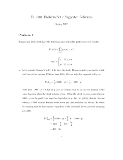 Ec 1030: Problem Set 7 Suggested Solutions