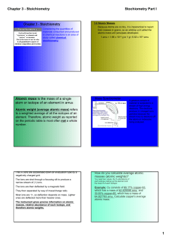 Chapter 3 - Stoichiometry