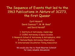 The Sequence of Events that led to the 1963 Publications in Nature