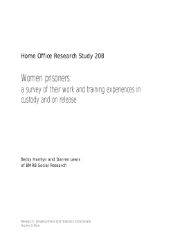 Home Office Research Study 208 Women prisoners: a survey of
