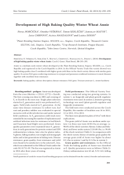 Development of High Baking Quality Winter Wheat Annie