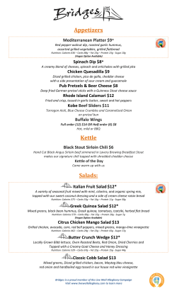 Bridges Dinner Menu - Wyndham Pittsburgh University Center