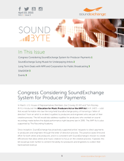 Congress Considering SoundExchange System for Producer