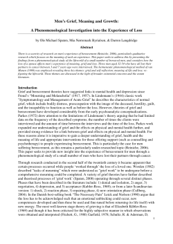 Men`s grief, meaning and growth: a phenomenological investigation