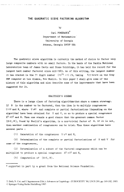 The Quadratic Sieve Factoring Algorithm