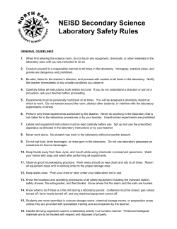 NEISD Secondary Science Laboratory Safety Rules