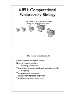 6.891: Computational Evolutionary Biology