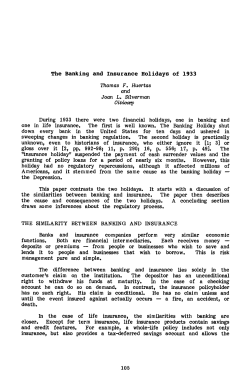 Banking and Insurance Holidays of 1933