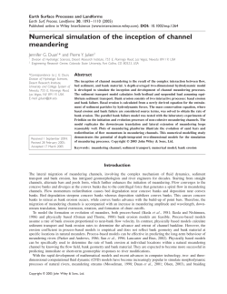 Numerical simulation of the inception of channel meandering, Earth