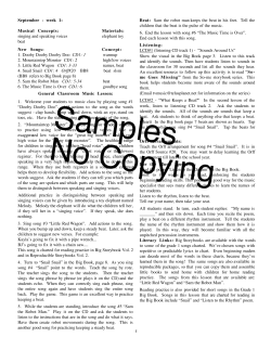September - week 1: Musical Concepts: Materials: singing and