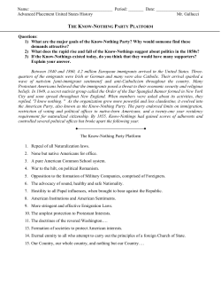 Questions: 1) What are the major goals of the Know