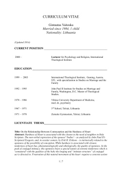 curriculum vitae - International Theological Institute