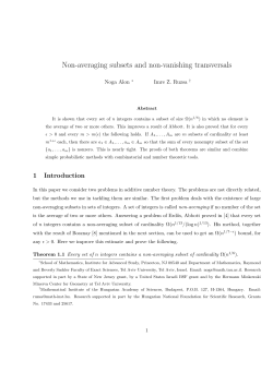 Non-averaging subsets and non-vanishing transversals, J