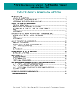 NROC Developmental English—An Integrated Program Unit 1