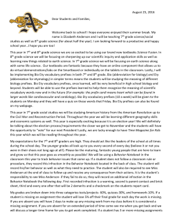 August 25, 2016 Dear Students and Families, Welcome back to