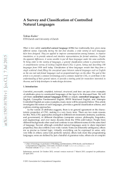 A Survey and Classification of Controlled Natural Languages