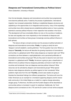 Diasporas and Transnational Communities as Political Actors