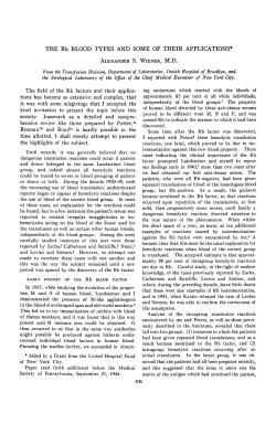THE Rh BLOOD TYPES AND SOME OF THEIR APPLICATIONS*