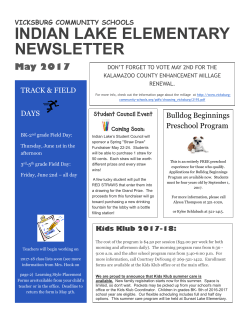 INDIAN LAKE ELEMENTARY NEWSLETTER