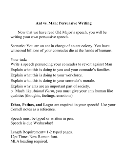 Ant vs. Man: Persuasive Writing Now that we have read Old Major`s