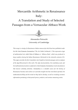 Mercantile Arithmetic in Renaissance Italy: A Translation and Study