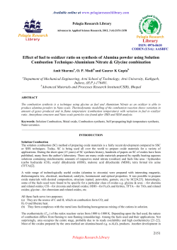 Effect of fuel to oxidizer ratio on synthesis of Alumina