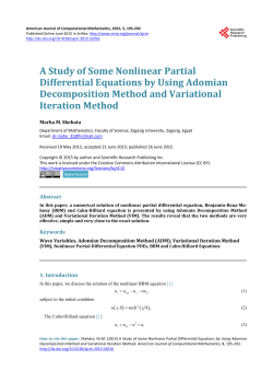 A Study of Some Nonlinear Partial Differential Equations by Using