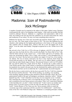 Madonna: Icon of Postmodernity Jock McGregor