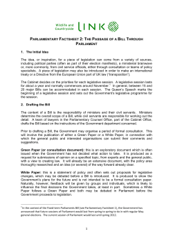 1 PARLIAMENTARY FACTSHEET 2: THE PASSAGE OF A BILL